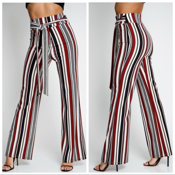 Pants - ❤️LAST L NEW Burgundy and Black Stretch Tie Front Pants